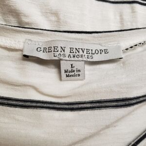 Green Envelope White and Black Striped Top